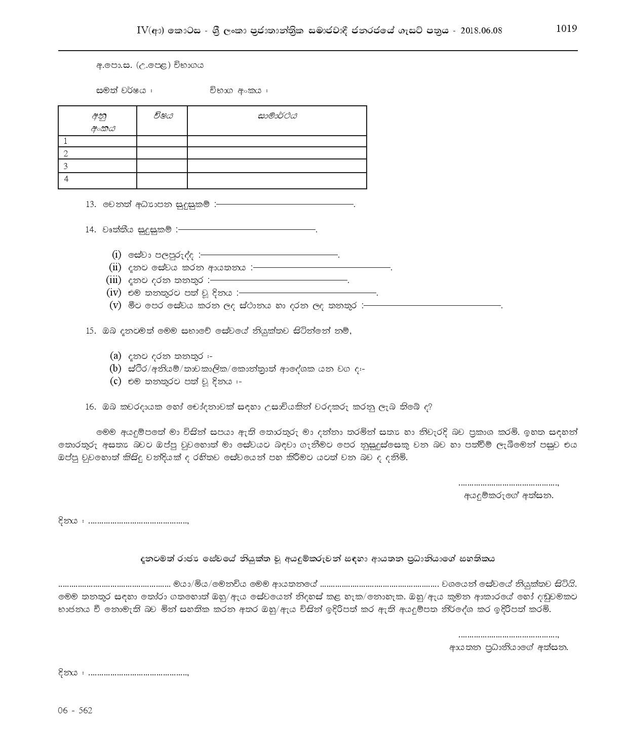 Library Assistant, Office Employees Service KKS, Sanitary Labour - Ukuwela Pradeshiya Sabha